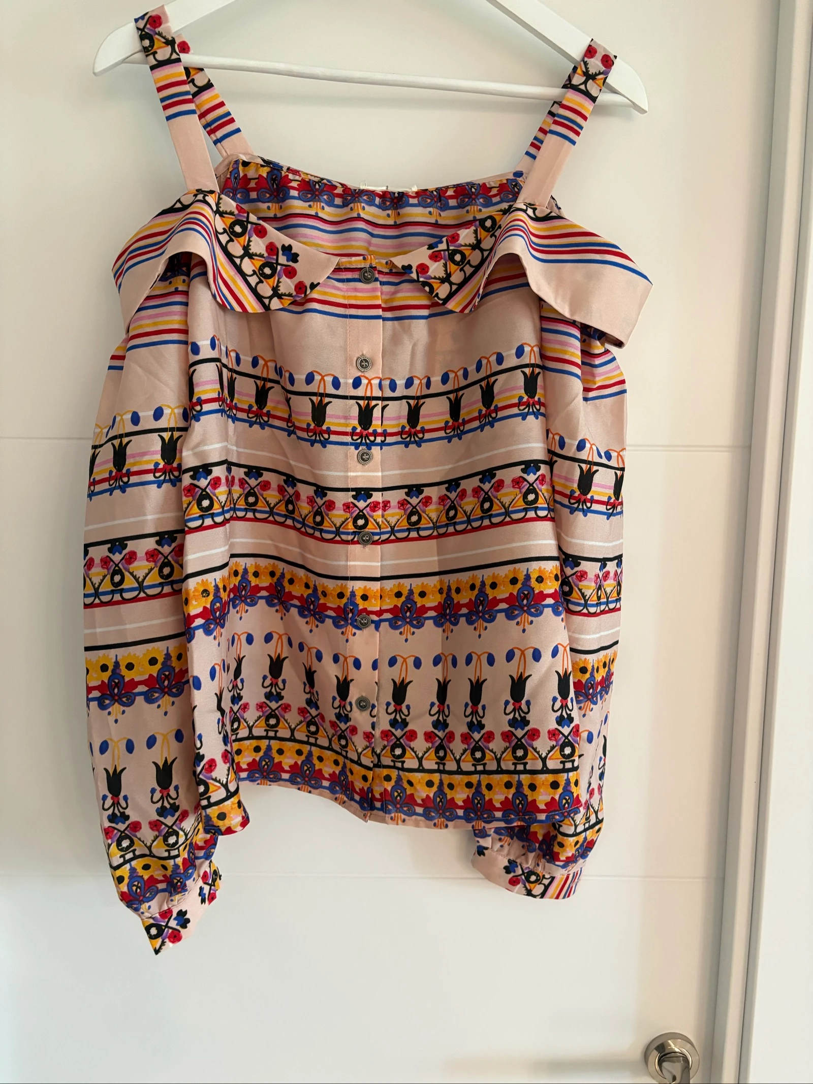 Bohémien chic Lavand schoudervrije blouse – Nieuw – photo 3